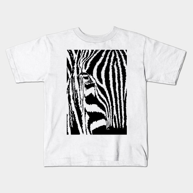 Zingy Zebra Linoprint Kids T-Shirt by NattyDesigns